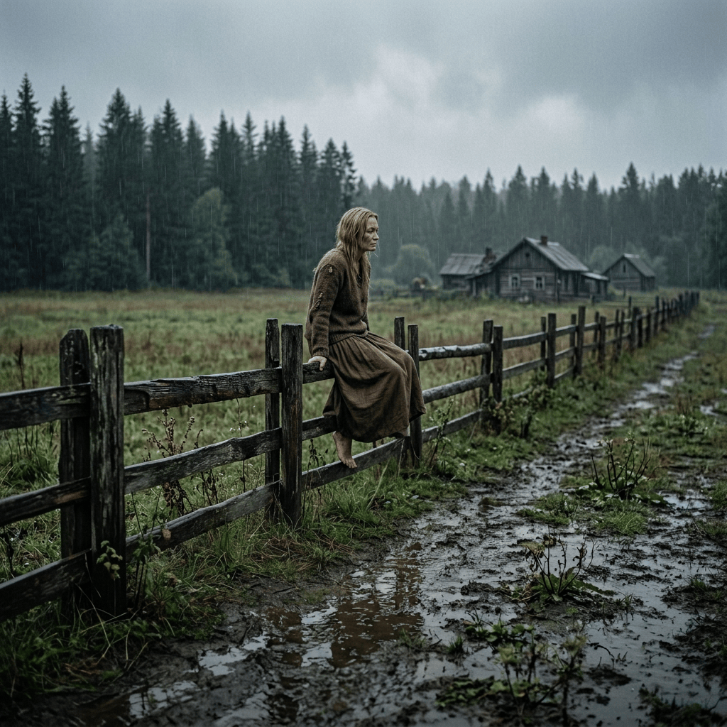 Maria sitting on the fence